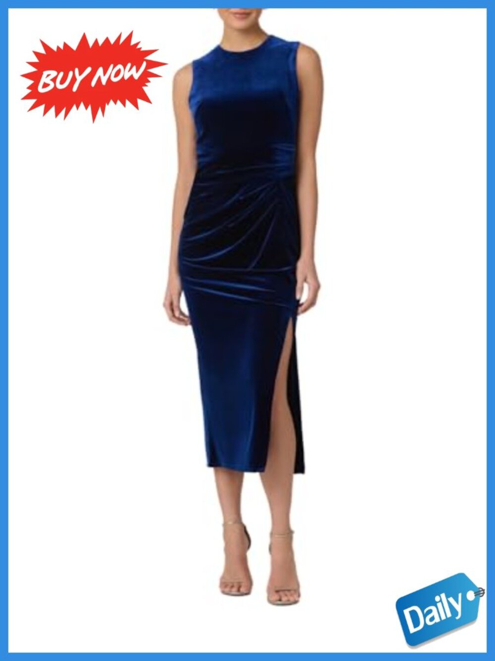 Stretch Velvet Viv Dress Sleeveless Cocktail Crew Neck